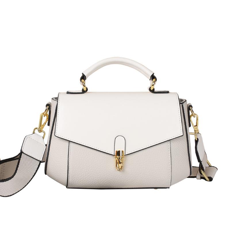 Leather Women's Bag, Niche and Versatile, Shoulder Bag, New High-end Style, Contrasting Color Handbag, Fashionable Commuting Crossbody Bag