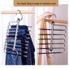 Stainless Steel Multi-Layer Folding Pants Rack with Traceless Clips for Wardrobe Storage