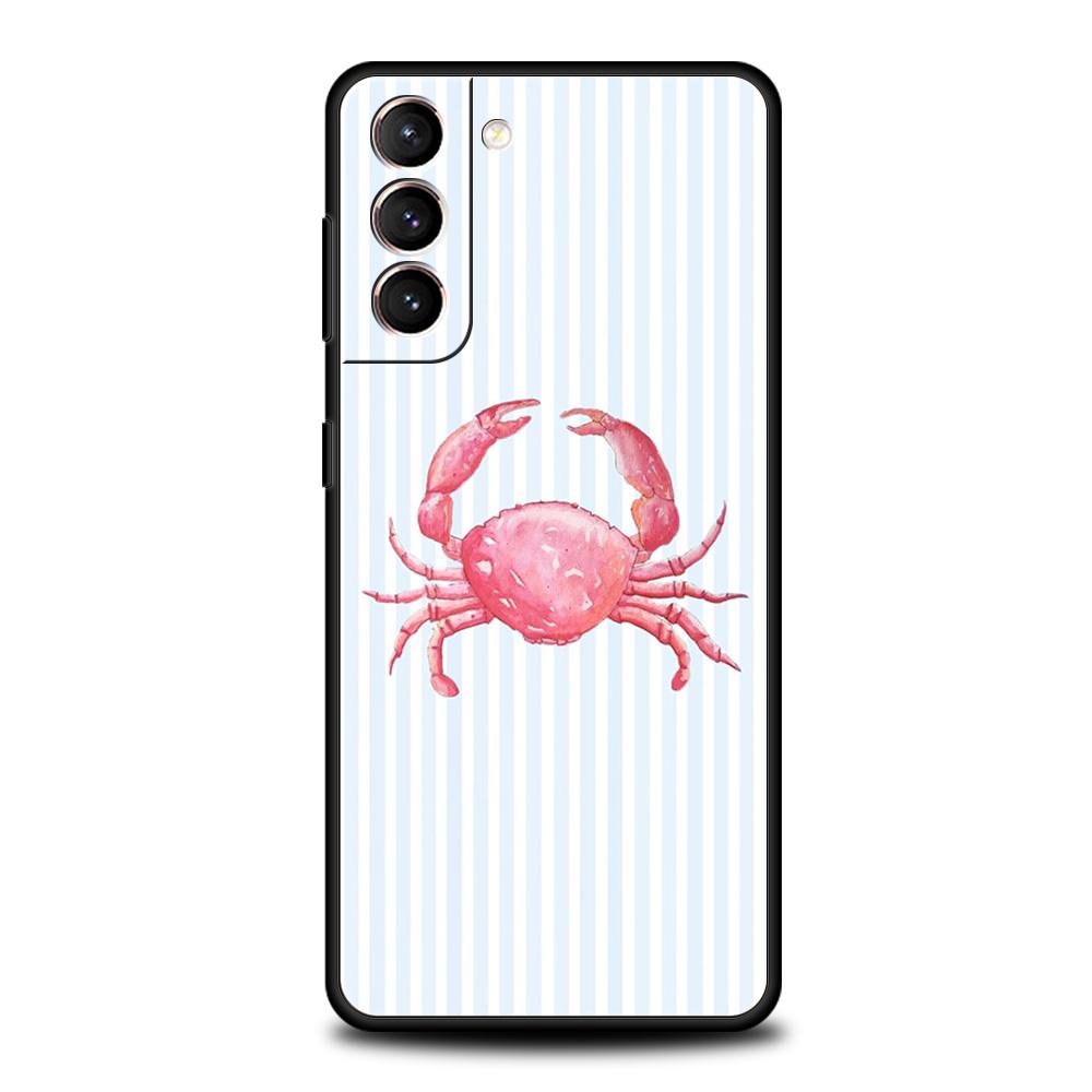 Phone Case Cover for Samsung Galaxy S25 Edge S24 S23 S22 S20 S21 FE Ultra S10 S10E Plus Soft TPU Marine Life, Crabs, Lobsters