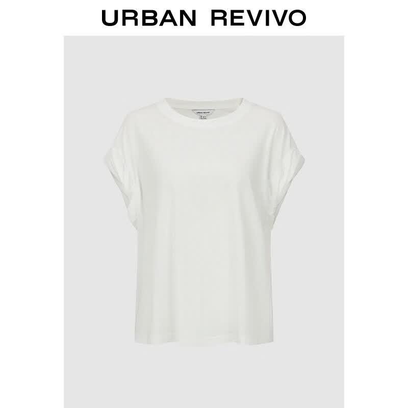 UR2026 Women s Pleated Rolled Edge Round Neck T-shirt XS