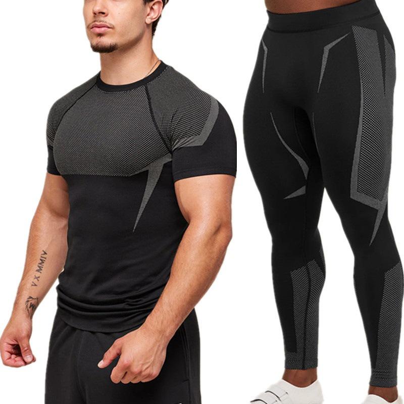 Americká rychleschnoucí sada pro venkovní fitness: Přiléhavý krátký rukáv a dlouhé kalhoty pro běžné běhání.