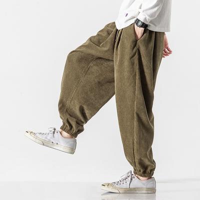 2024 Men Corduroy Pants Casual Autumn Men Wide-Leg Pants Man Harajuku Streetwear Trousers Male Elastic Waist Loose Korean Pants