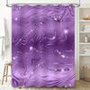 Luxurious Glitter Purple Shower Curtain Set For Bathroom Decor 3D Printed Polyester Fabric Waterproof Bath Liner With Hook Rings