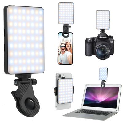 Luz de selfie com clipe de telefone frontal e traseiro, luz de vídeo recarregável de 72 LEDs para telefone iPhone iPad Laptop Câmera