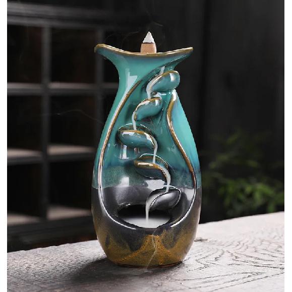

Ceramic Censer Backflow Right And Left Censer For Home Or Office Incense Stick Waterfall Smoke Incen Buner небо синє кольору