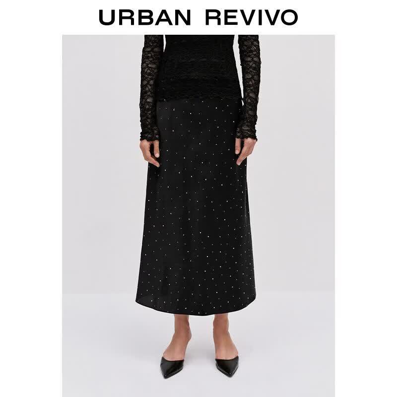 UR Women's High-Waist Long Rhinestone Skirt