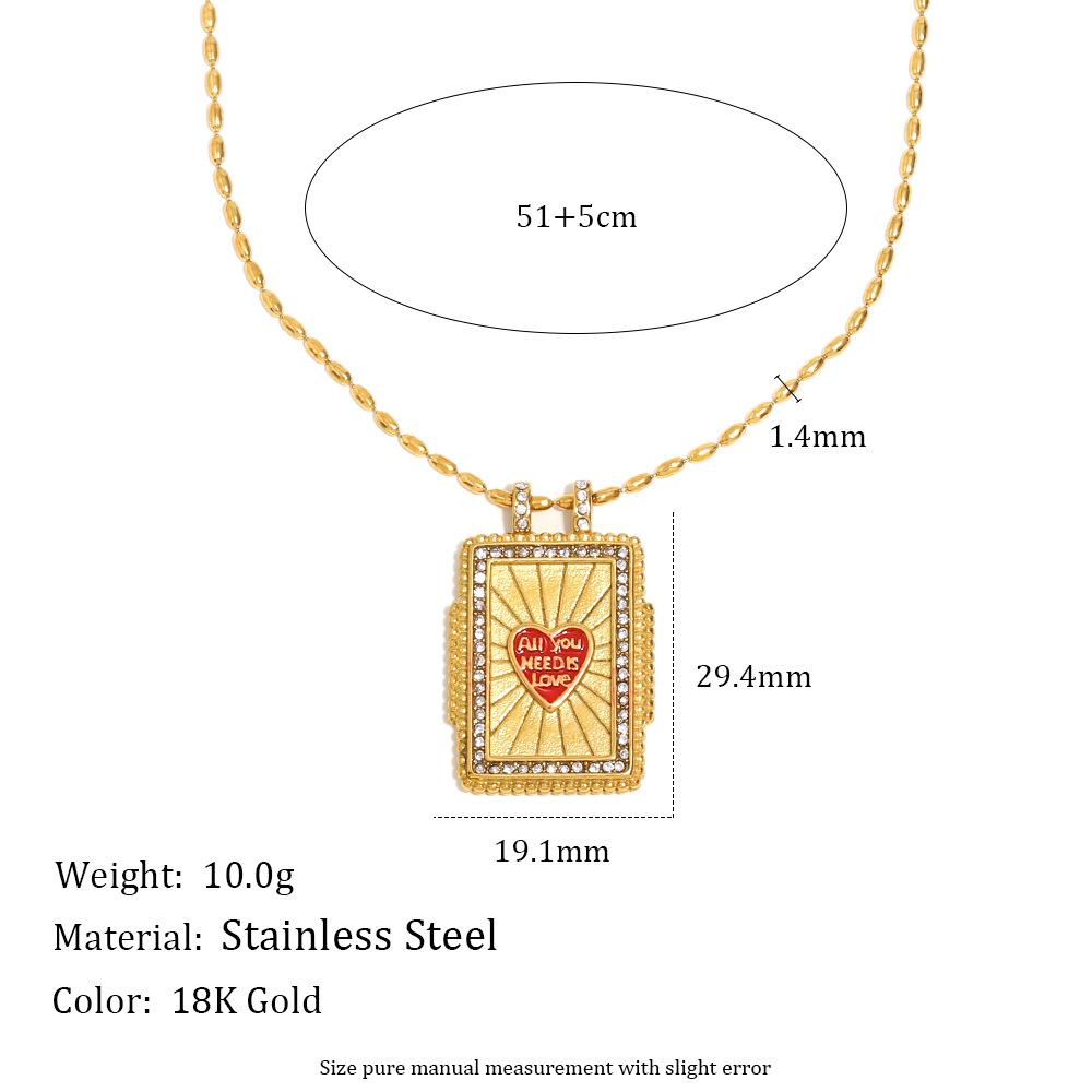 Retro Personality High-End Jewelry Stainless Steel Gold-Plated Dripping Oil Square Necklace Collection