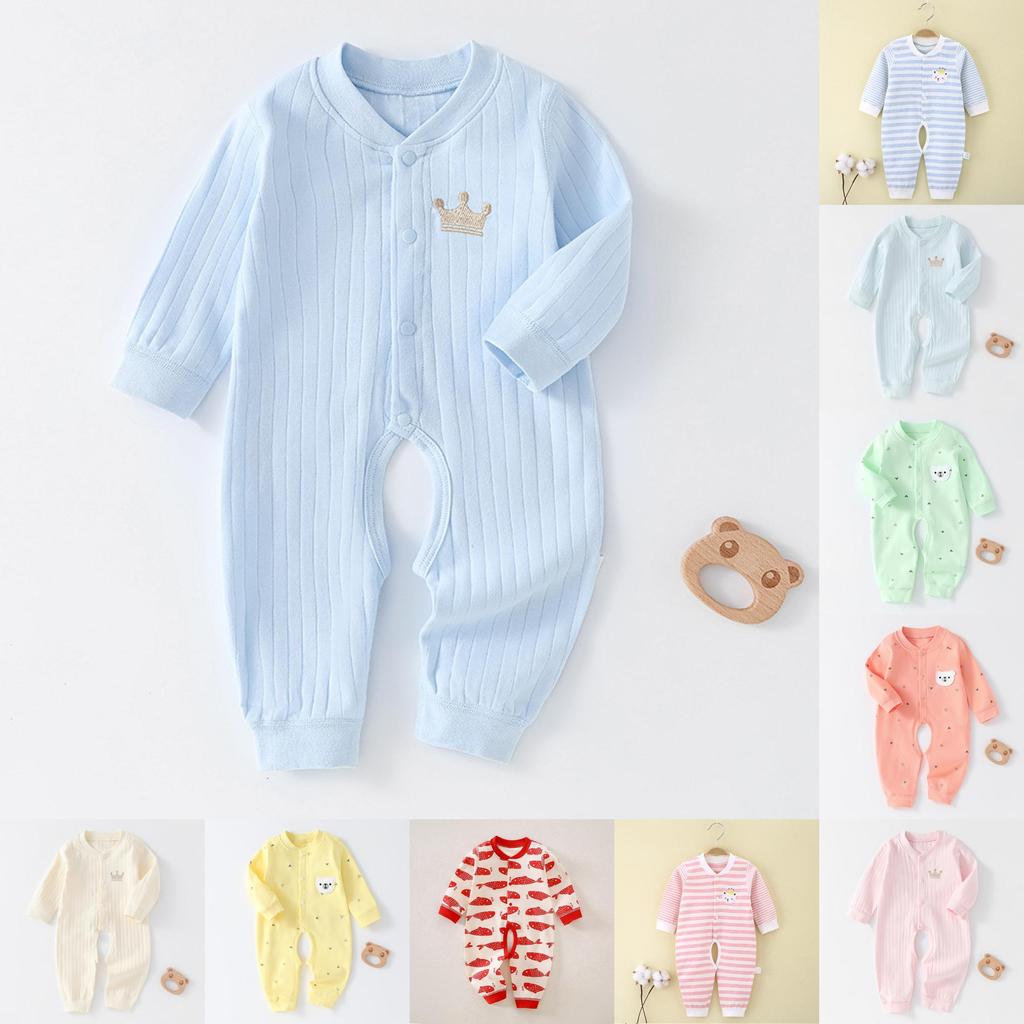 Baby Cotton Long Sleeve Romper With Open Crotch For Newborns Safe And Soft