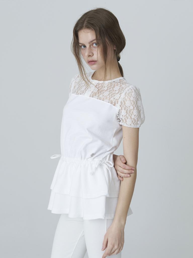 ADOREBELLE Lace Tiered T-Shirt - White