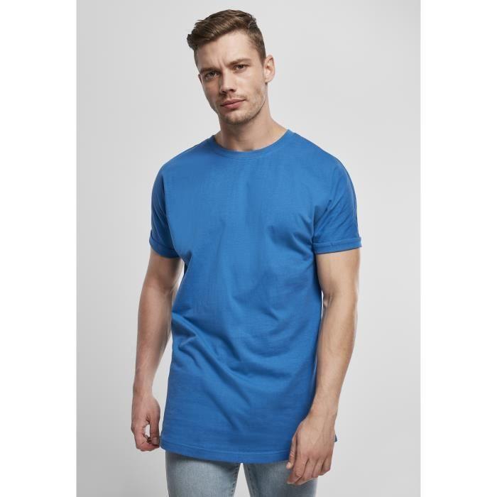 T-shirt - Urban Classics - Long Shaped Turnup Tee - Bleu - 100% coton - Manches courtes