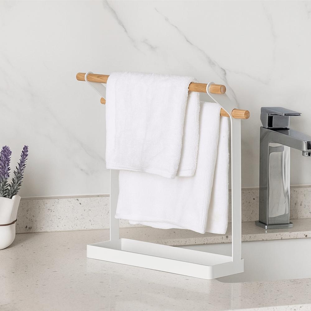 Double Bar Vertical Towel Holder Stable Washcloth Dishcloth Hanger Towel Drying Rack  for Home