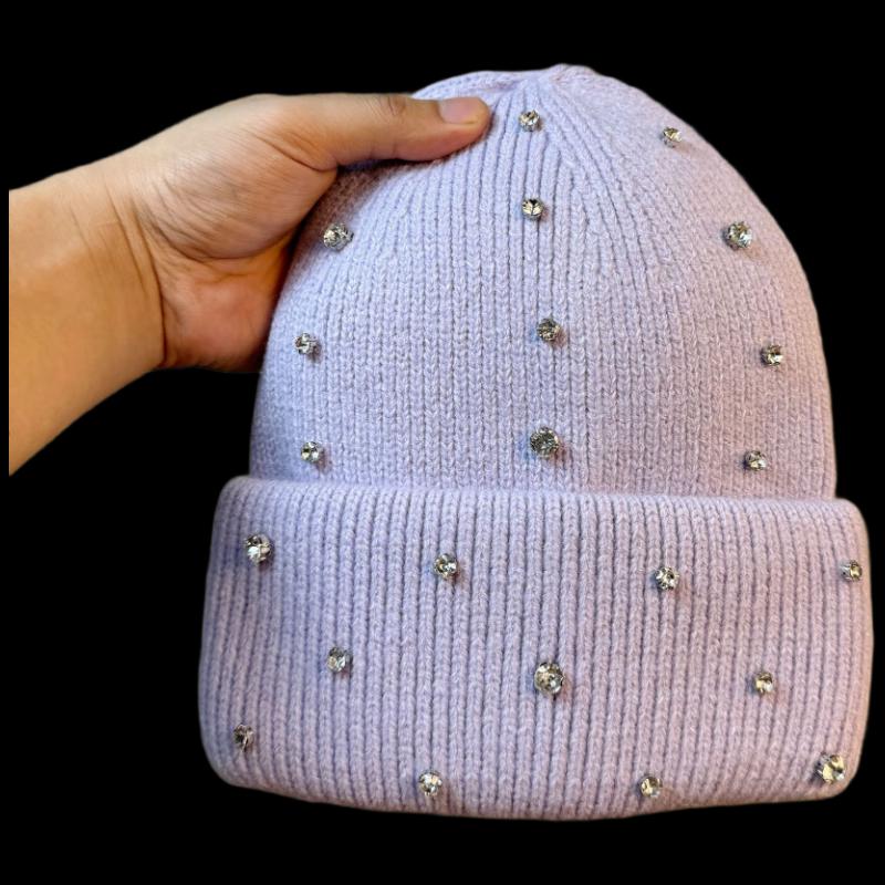 

Elegant Rhinestone Knitted Hat M