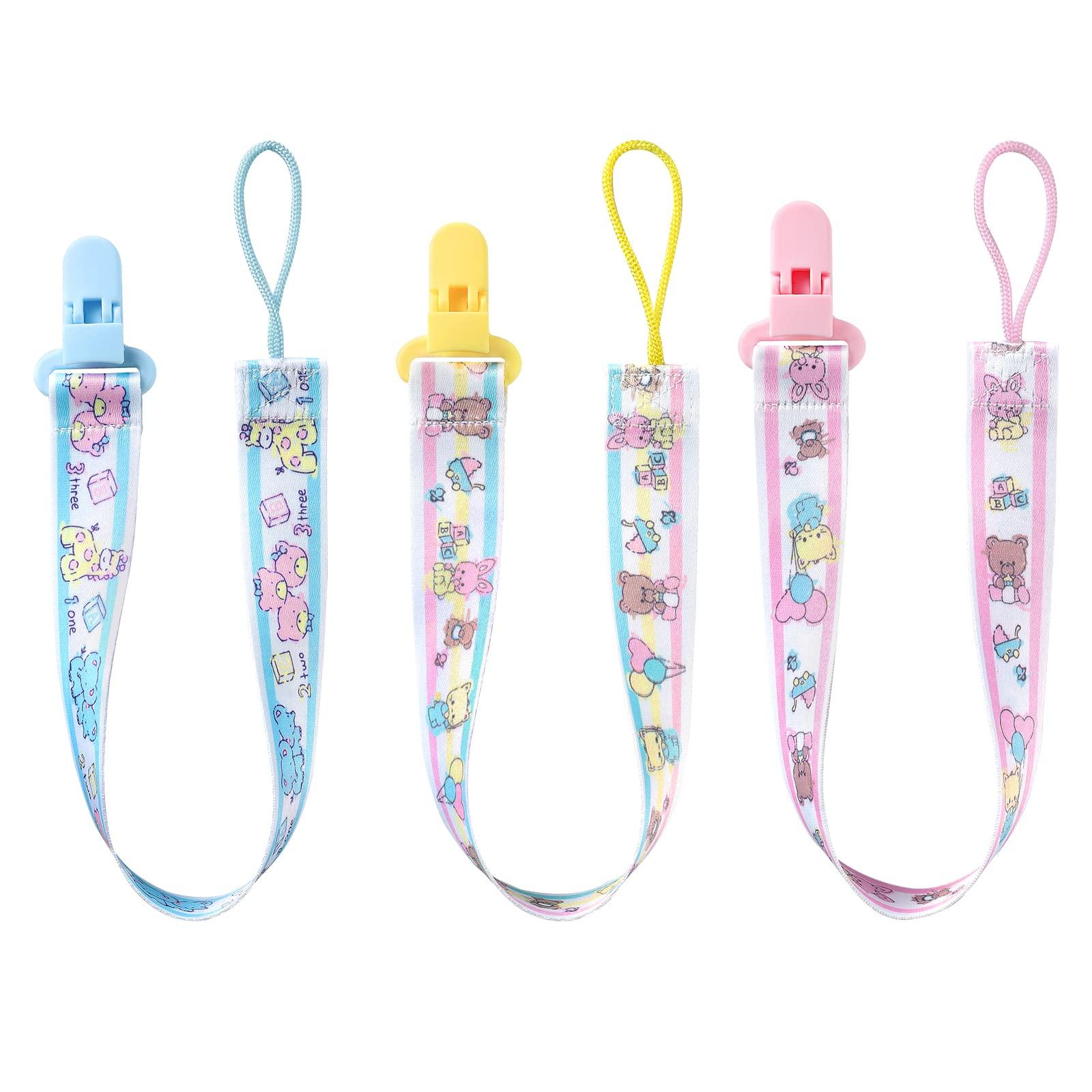 

Littleforbig Adult Pacifier Clips [Baby Cutie] Set of 3 (Pink, Yellow, Blue)