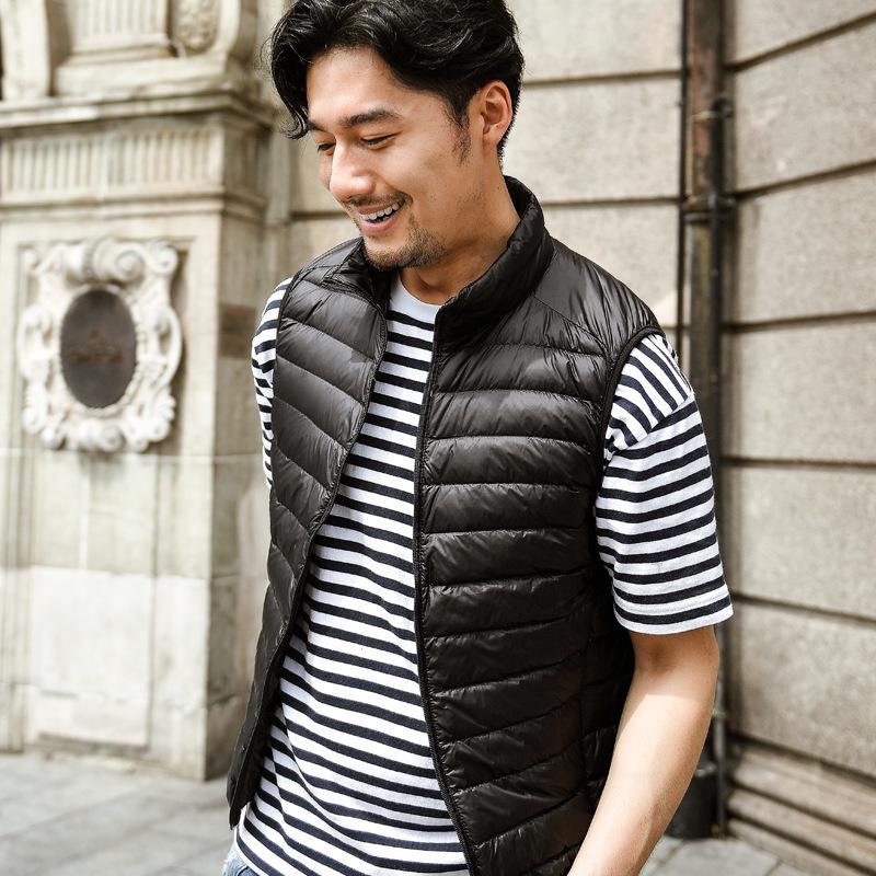 2023 Men's Stand-Up Collar Vest: Autumn & Winter Lightweight Waistcoat, Youth Large Size