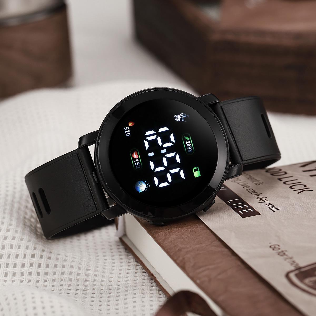 

Популярные детские электронные спортивные часы-браслет - Круглый дизайн для учеников начальной школы чёрный