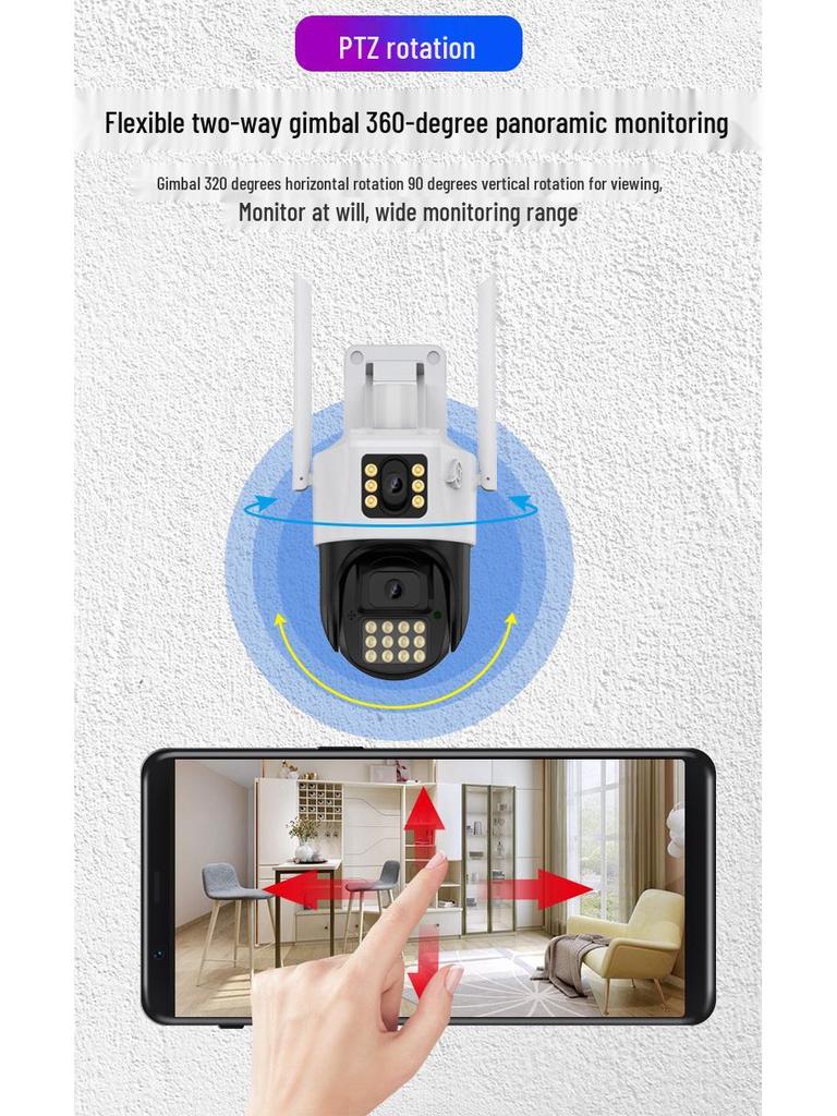 HD Smart Wireless Waterproof Dual-Lens Outdoor Network Camera