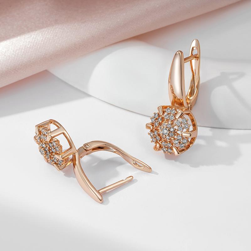 Kinel Natürliche Zirkon Voll Pflastern Englisch Ohrringe Für Frauen Klassische Rose Gold Farbe Luxus Schmuck