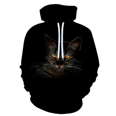 Moda erkek Kapüşonlu Kazak Sokak 3D Baskılı Kedi Desenli Kapüşonlu Sweatshirt Günlük Ve Rahat Oversize erkek Giyim Üst