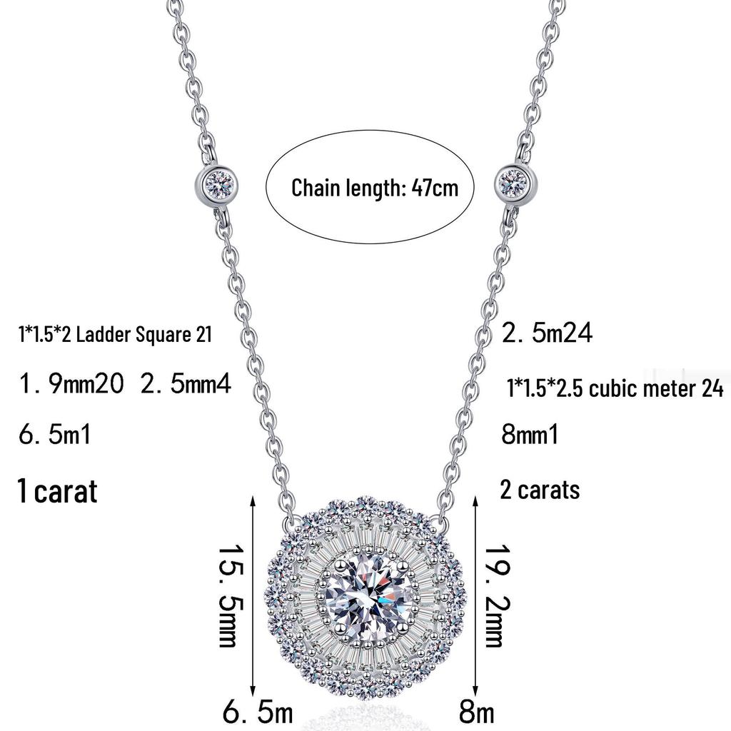 Yin Baichuan S925 Silver Moissanite Sunflower Necklace - Exquisite Clavicle Chain Pendant for Women