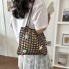 Summer vacation drawstring lined fishing net woven bag