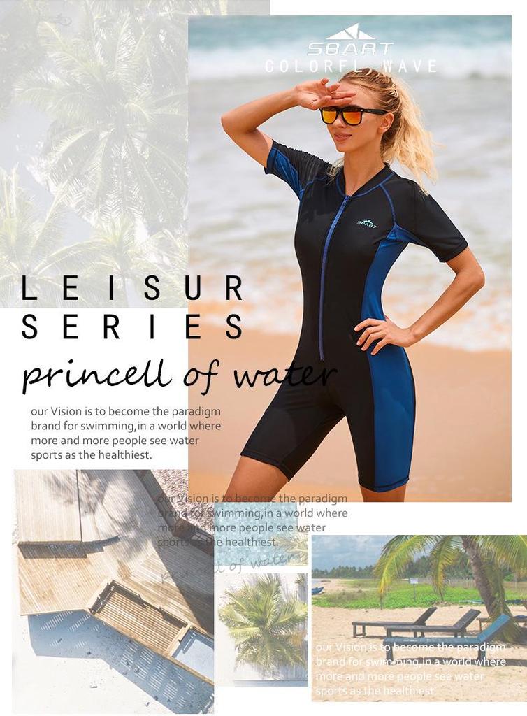 Sharkbat Women's Short Sleeve Tummy Control Swimsuit - Slimming, Quick-Dry, Sun Protection, with Chest Pads