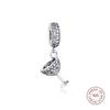 Fashion 925 Sterling Silver Clear CZ Cocktail Glass Dangle Charm Beads for Jewelry Making Fits Original Bracelet DIY Gift