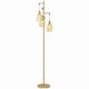 170.5cm Industrial Dimmable Standing Lamp, 3-Light Floor Lamp with Steel Wire Cage Lampshades, Gold Tone