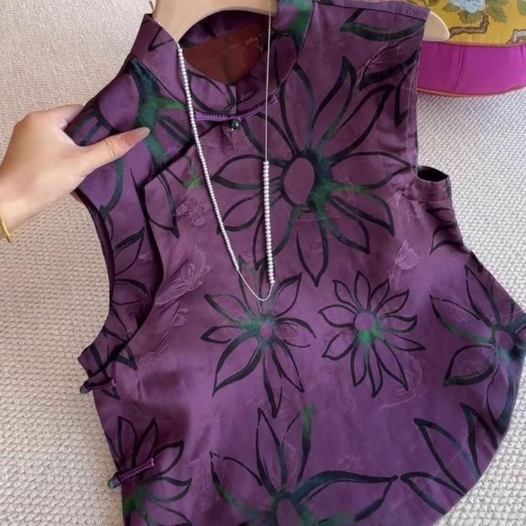 

Лето 2025 Летний Облегающий Универсальный Год Высокий Темперамент Тренд Принтованный Без рукавов Женский Дизайнерский Топ M [Recommended within 50kg]