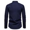 Cămașă de Primăvară pentru Bărbați cu Broderie, Mânecă Lungă, Casual, Solidă, Guler Înalt, Stil Curte Europeană, Cămașă de Petrecere, Club de Noapte