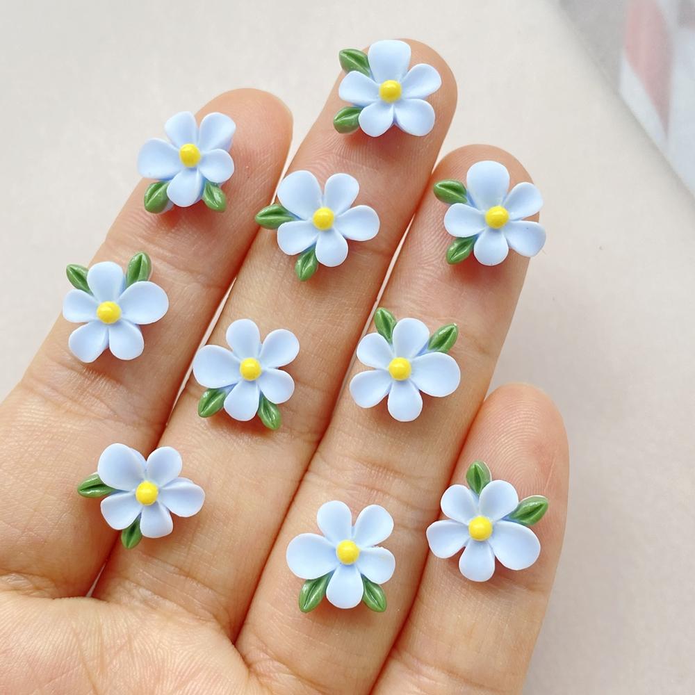 50Pcs Cute Cartoon Mini Colored Flower Nail Art Resin Designer Charms DIY Craft For Nail 3D Decorations Jewelry
