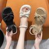 Fashion beach shoes women's outer wear summer new bow thick heel with platform sandals