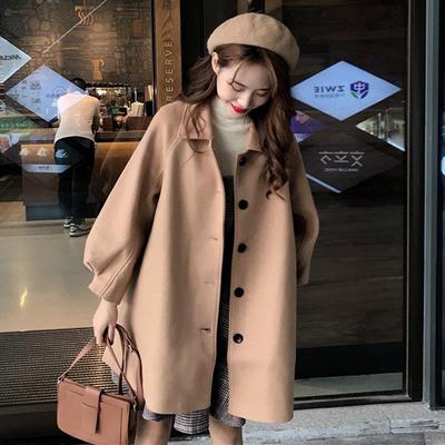 Women's Mid-Length Korean-Style Loose Versatile Woolen Shirt Coat Autumn Winter Student Version