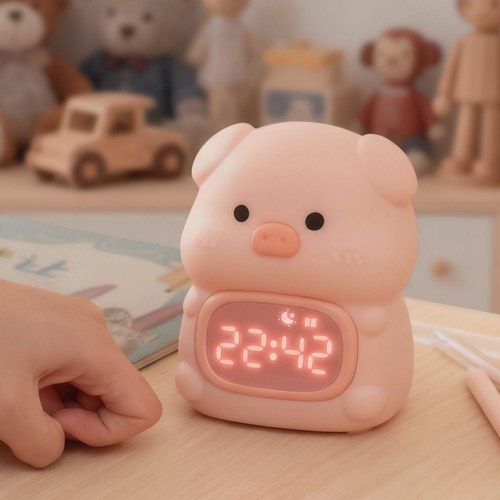 Pig/Frog Shape Toddler Sleep Training Clock 7 Colors Night Light New Alarm Clock for Kids Gifts