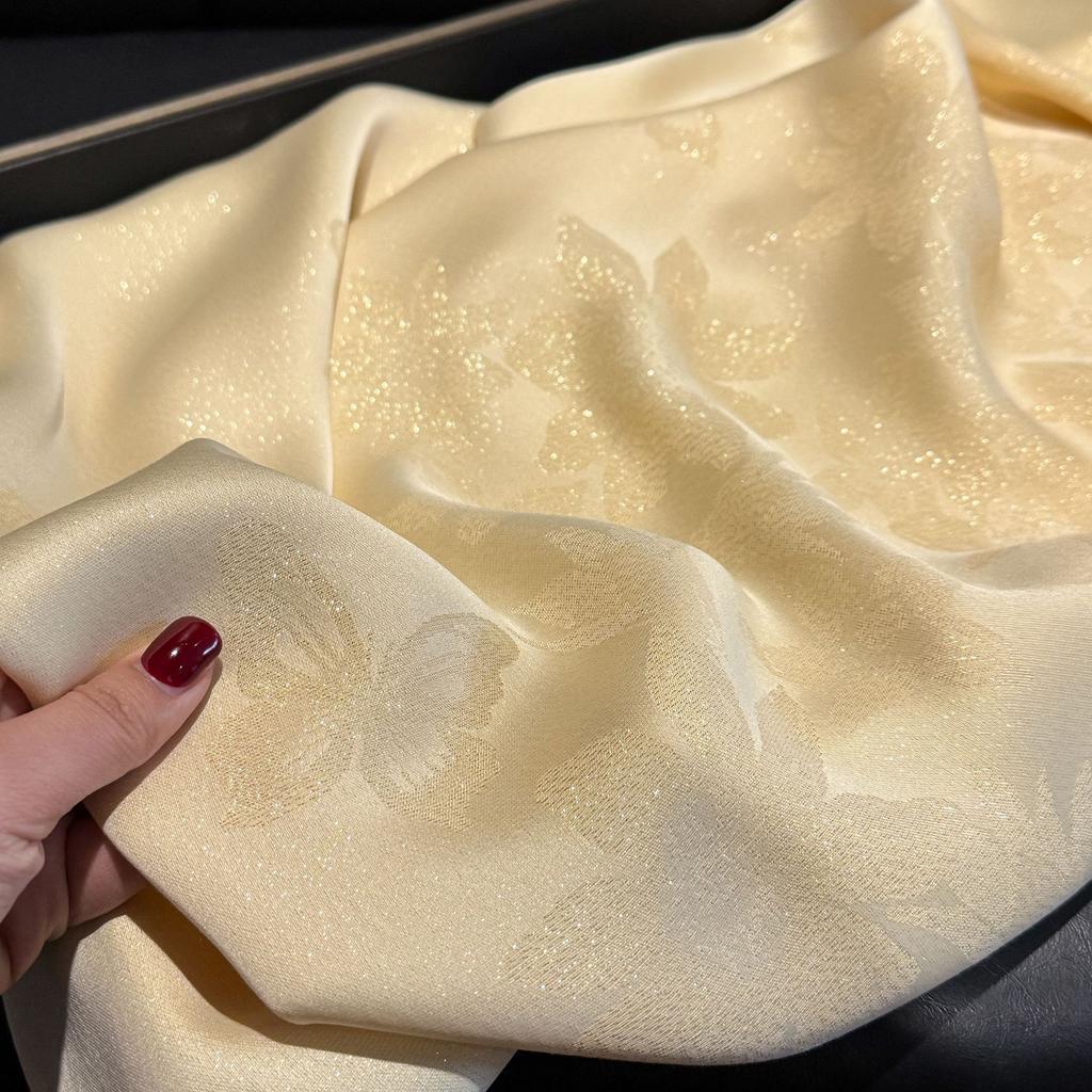 Summer solid color long scarf simulation silk scarf five-pointed star jacquard sunscreen silk scarf beach scarf shawl outside travel women