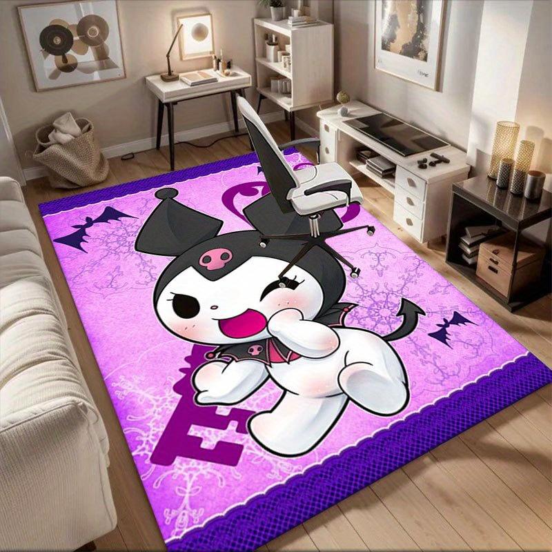 1pc Sanrio Kuromi Mermaid Printed Office Carpet Rectangle Rug Under The Table,Perfect Room Decor for Living Room, Bedroom, Kitchen, Non-slip Floor Mat