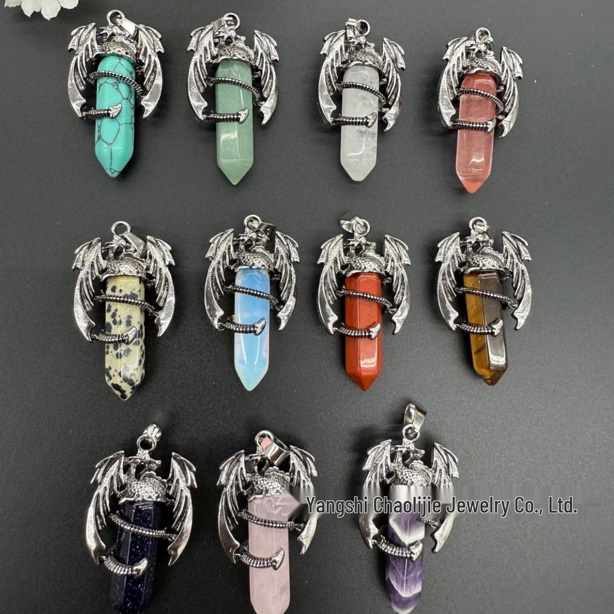 

Аметист, Розовый Кварц и Прозрачный Кварц Подвеска Летающий Дракон Птеродактиль Шестиугольное Ожерелье. Turquoise