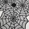 Elegant Black Spiderweb Tablecloth Halloweens Dinner Decoration 180cm Laces Design Indoor Party Decoration Long Polyester