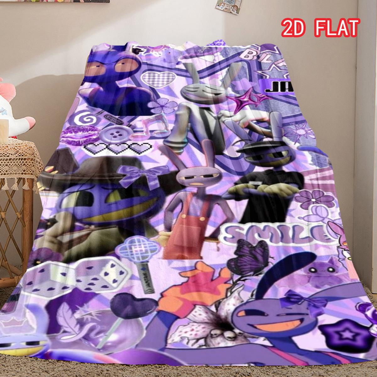 The Amazing Digital Circus Jax Flannel Blanket, Pink Background Grinning Rabbit Character Cozy Throw 80cm x 120cm