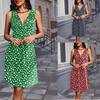 Rochie de vară pentru femei, fără mâneci, cu decolteu în V, cu imprimeu floral, croială A, dintr-o singură piesă