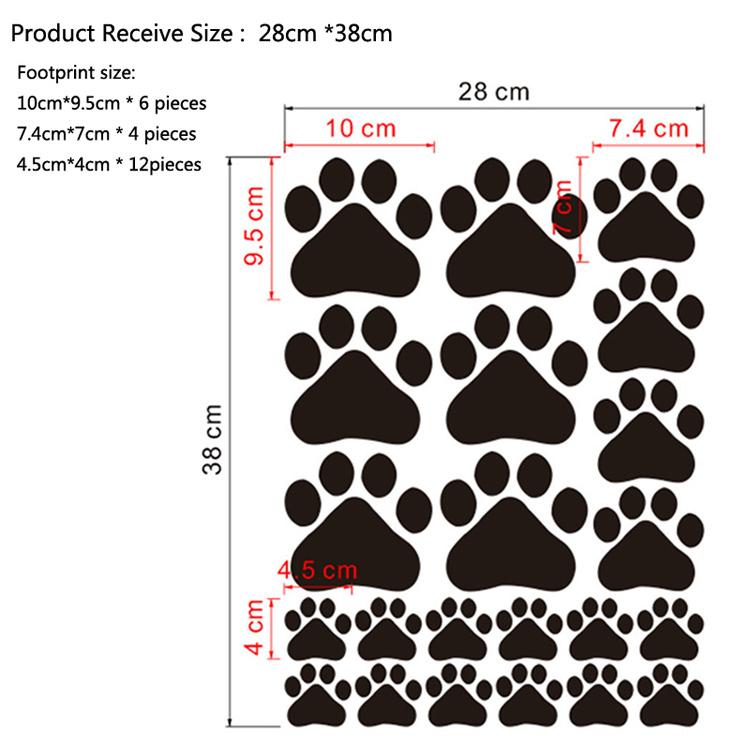 Cute Dog Footprints Wall Sticker Bedroom Home Decor For Kids Room Cupboard Decoration Wallpaper Self-adhesive Combination Decals