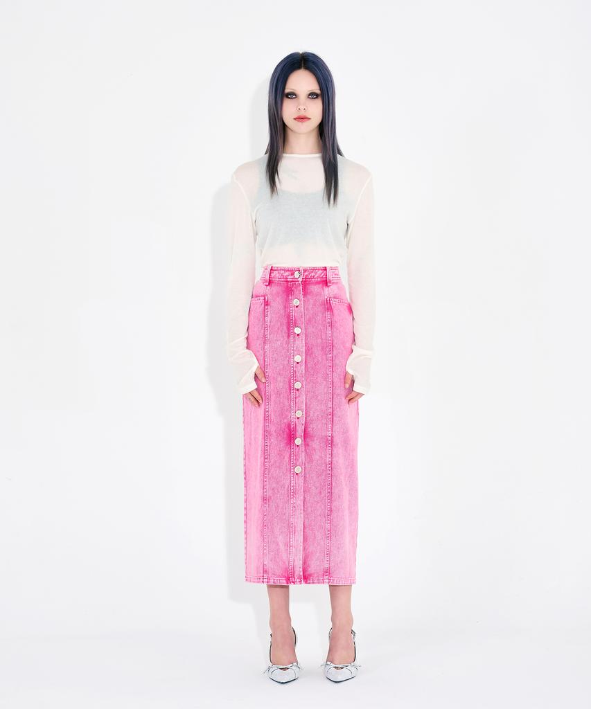 Wordog Vintage Washed Denim Long Skirt