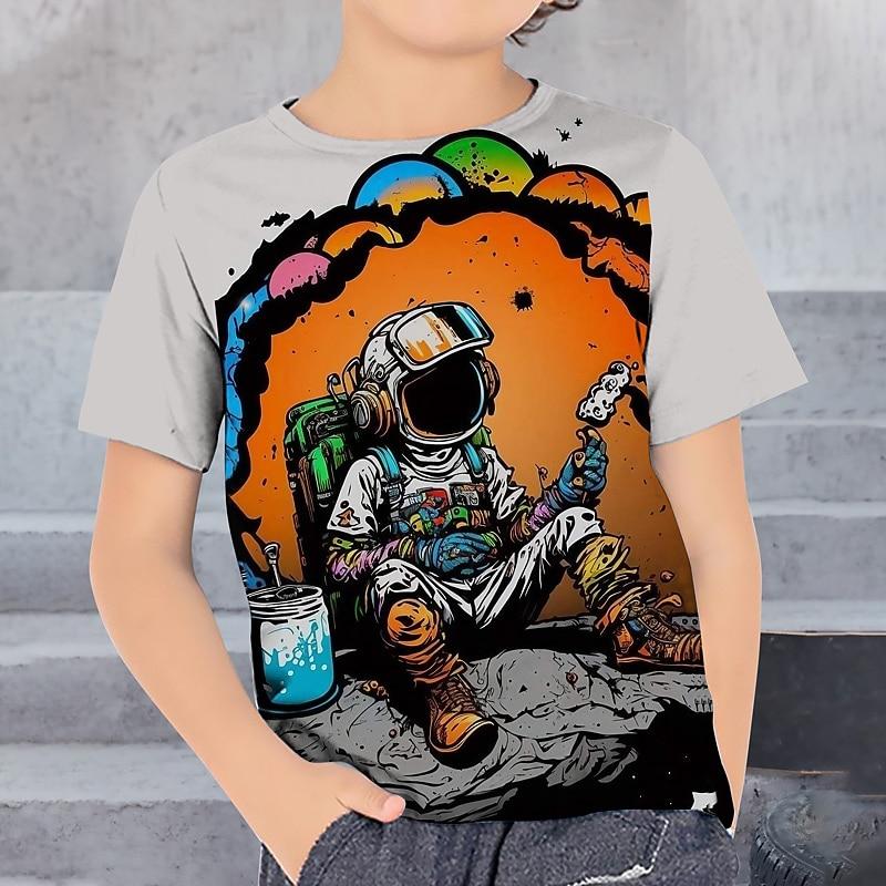 Children's Round Neck Short Sleeved T-shirt Fashionable Printed Pullover Clothing