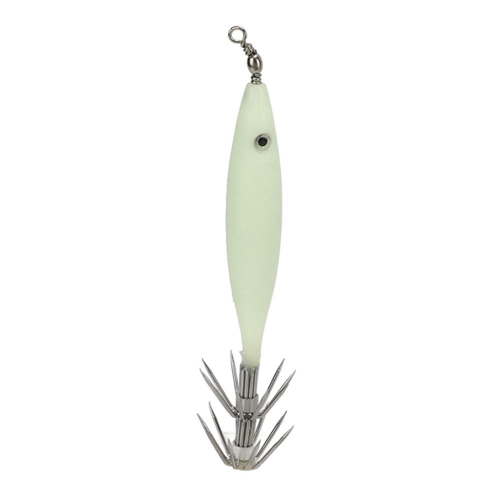 5PCS Luminous Squid Jigs High Carbon Steel Hook 8cm Squid Jig Saltwater Lure with 360° Swivel Artificial Bait Freshwater Fishing
