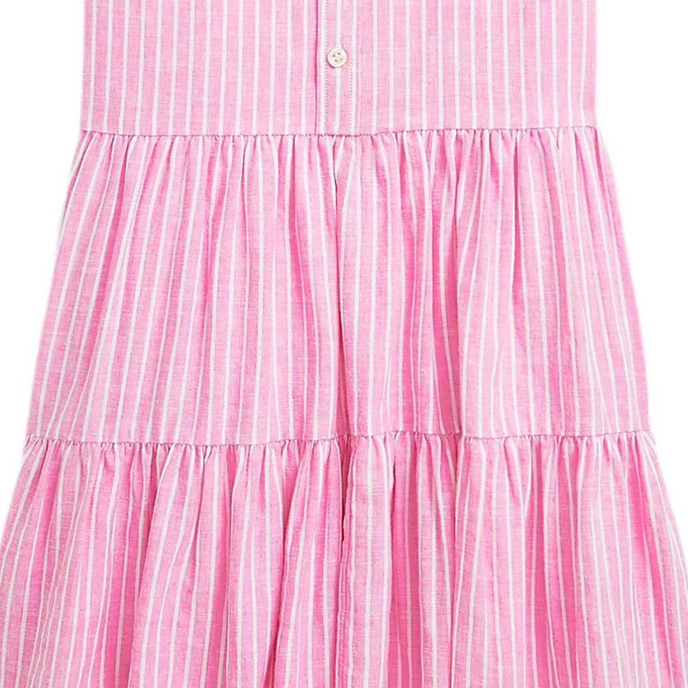 Polo Ralph Lauren Striped Bubble Short Sleeve Dress Kids Dresses Pink 313964281-001