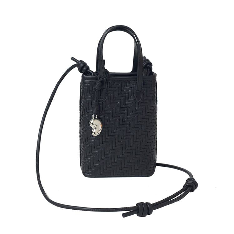 Herringbone woven portable mobile phone small satchel