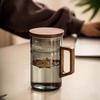 Tea Cup With Crescent Moon Filter Japanese Wooden Handle Heat-resistant Glass Cups Tea Leaf Separation Tea Cup Set