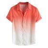 Men's Loose Blouse Breathable Short Sleeve Turn-Down Collar Gradient Shirt