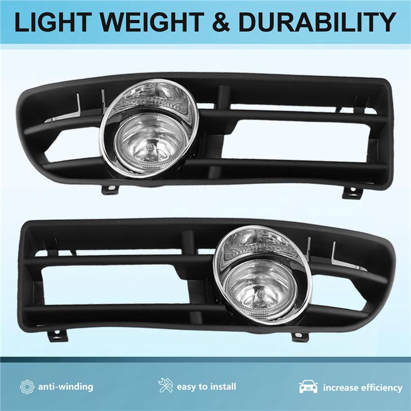 Car Front Lower Bumper Fog Lights Assembly For VW Bora Jetta MK4 1998-2004 Fog Lamp Cover Grille With Switch Harness-M53K