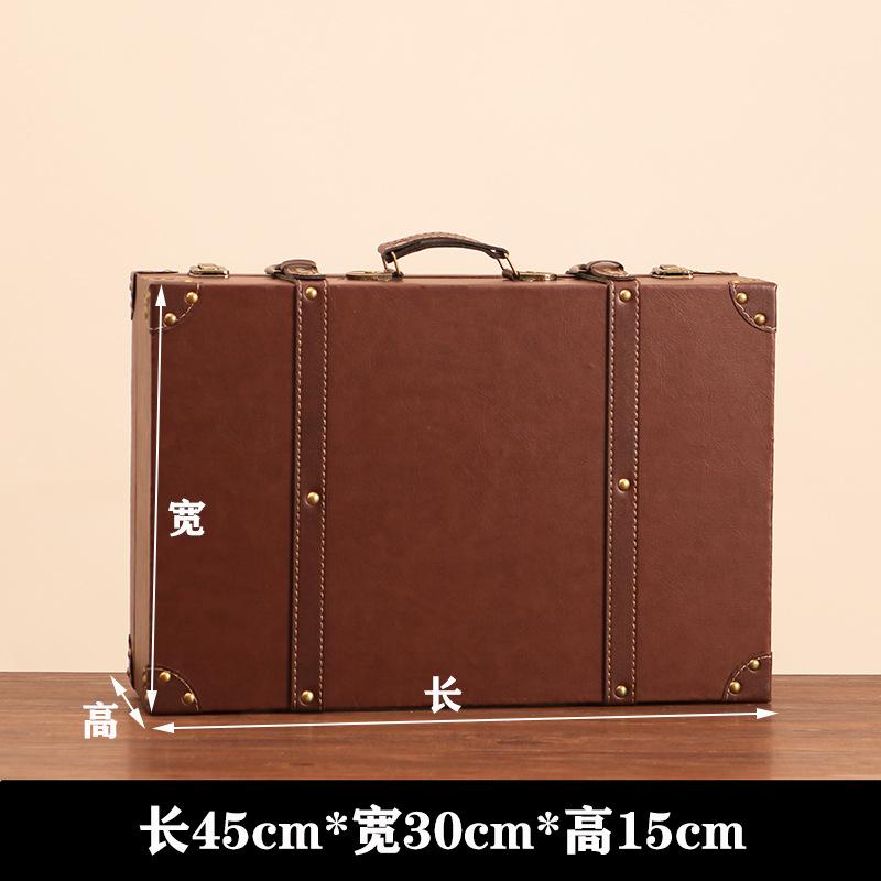 Vintage European-style Suitcase Photography Prop Antique Leather Trunk Clothing Storage Box Fashion Boutique Window Display