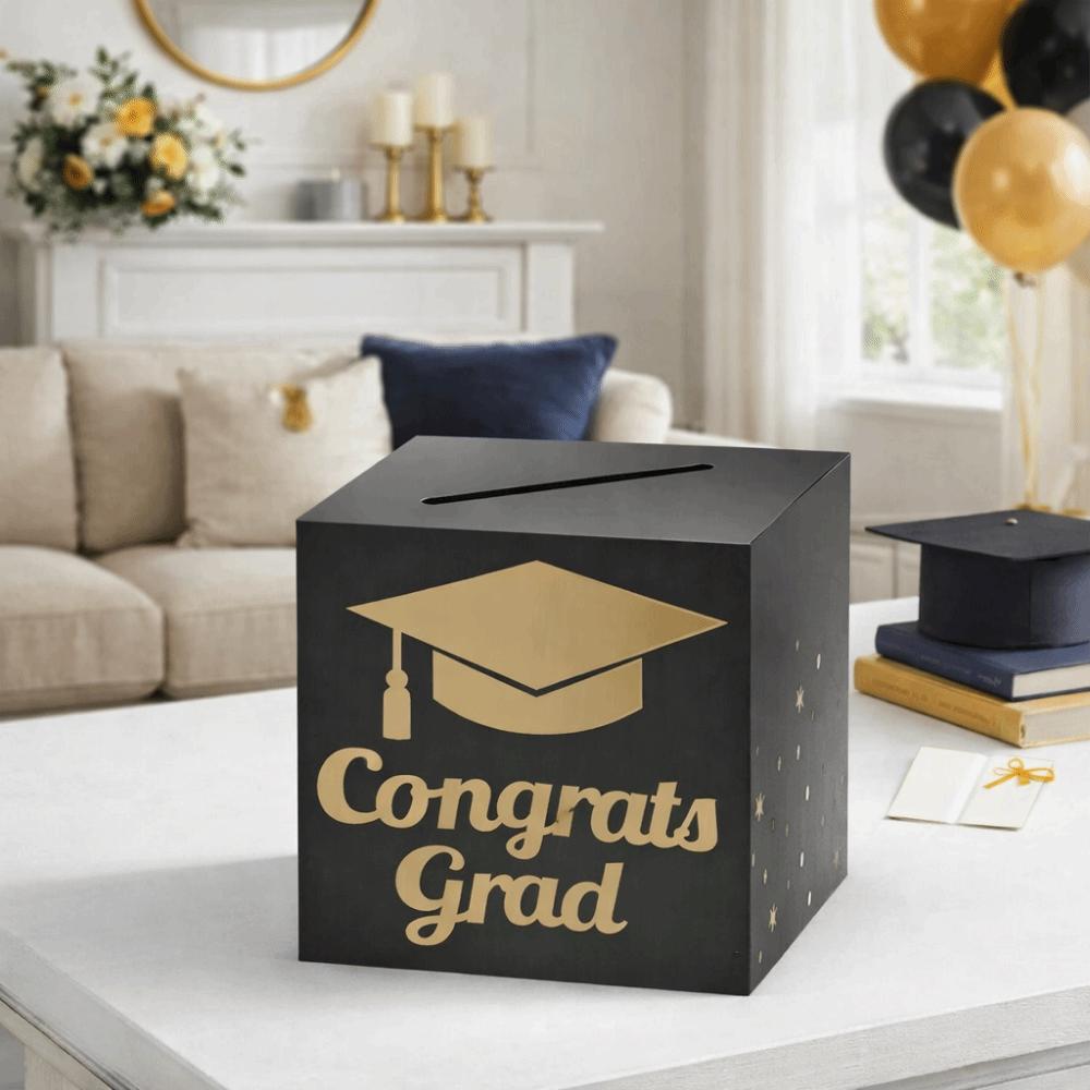 DIY Graduation Game Gift Box Black Golden Money Box Cash Gift Box  Graduation Party Decoration